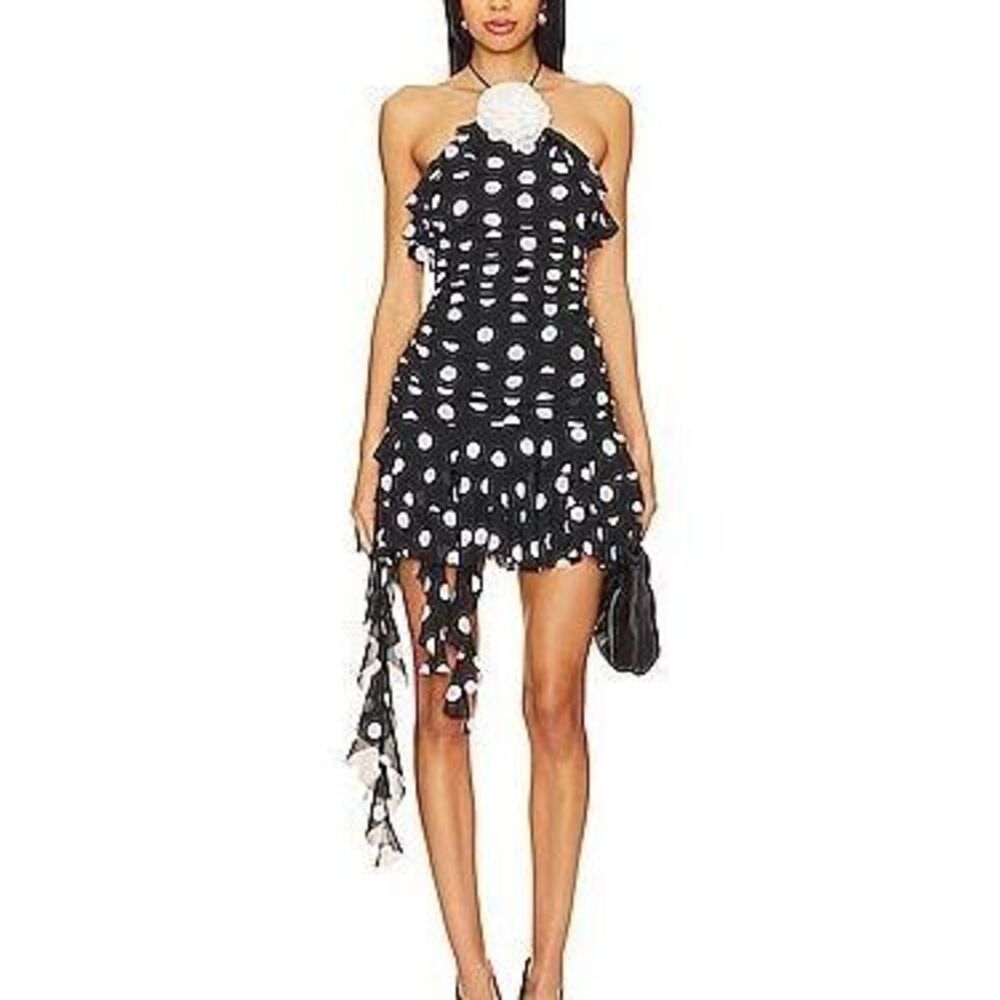 Brandi Mini Dress in Black & White Dot